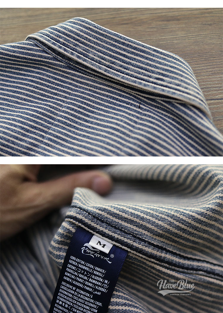△コットン 長袖 ストライプボタンダウンシャツ▽S~2XL