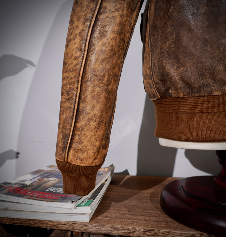 △ウォッシュ&ポリッシュエイジングでがっつりヴィンテージ加工△カウレザー A-2ジャケット△M~4XL