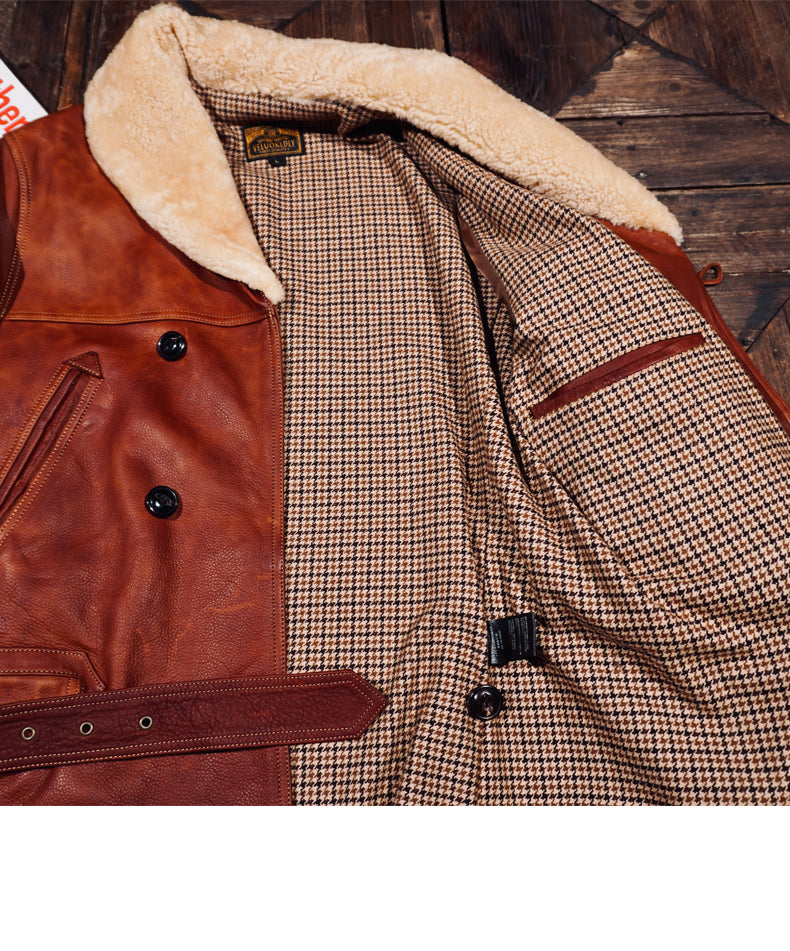 ◇カウレザー×ムートン使用 ランチコート◇S~4XL