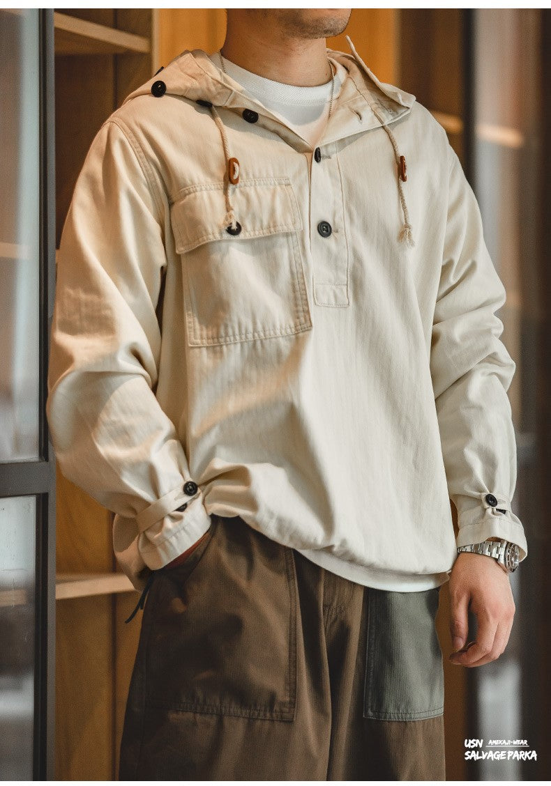 △US NAVY 復刻 コットンヘリンボーンサルベージパーカー▽S~2XL