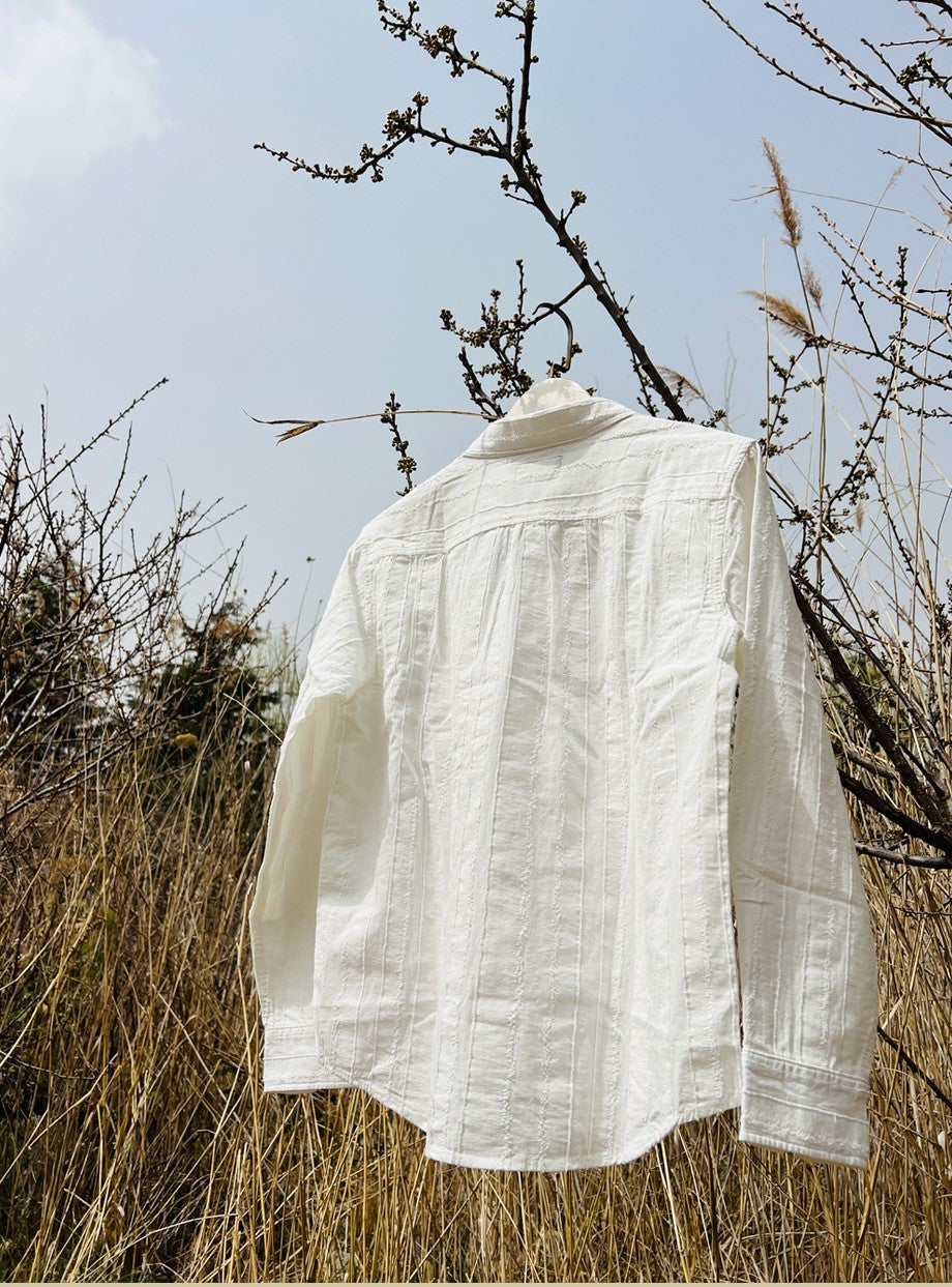 △絶妙なテクスチャーの白シャツ▽M~3XL