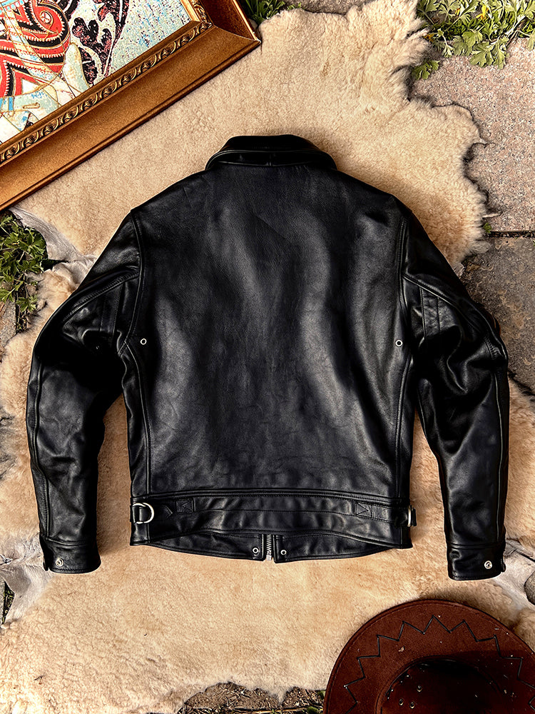 ◇ヴィンテージ復刻 ボールチェーン使用 ホースハイドレザー シングルライダースジャケット◇M~5XL
