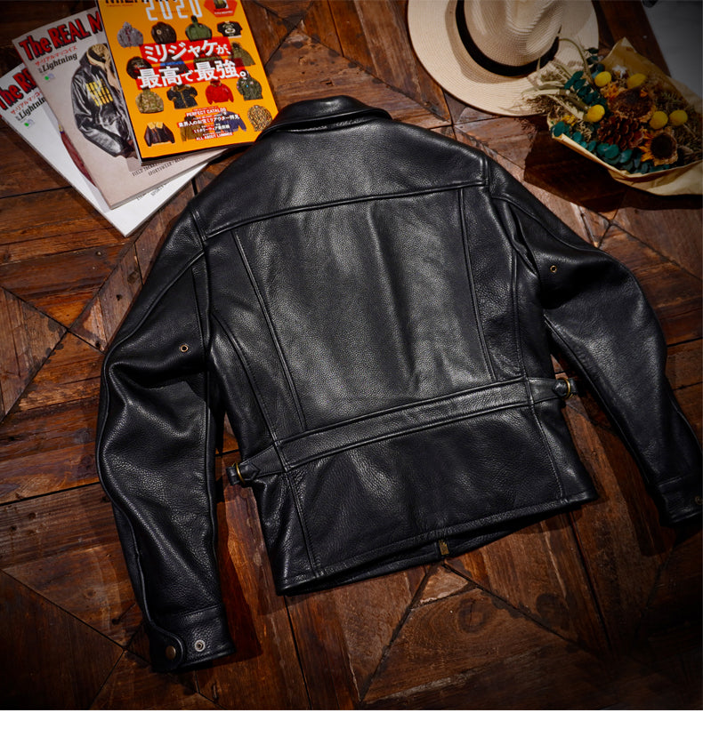 1930's VINTAGE復刻デザイン 水染1.4mm アメリカ産カウレザー使用 シングルライダースジャケット S~4XL
