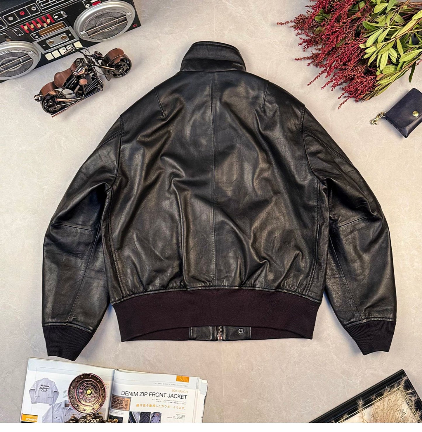 昨シーズン物売り切りセール★4色展開★シープレザー L-2 フライトジャケット★M~2XL