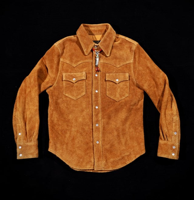 ★カウレザー スウェード ウエスタンシャツ★S~4XL