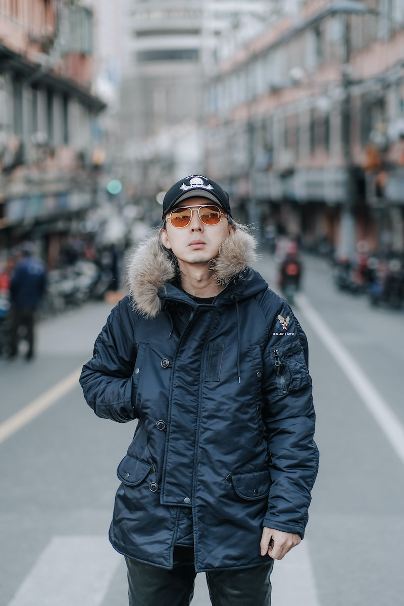 たっぷりファーに中綿で防寒性抜群★ヴィンテージ復刻 N-3Bフライトジャケット★M~3XL NAVY