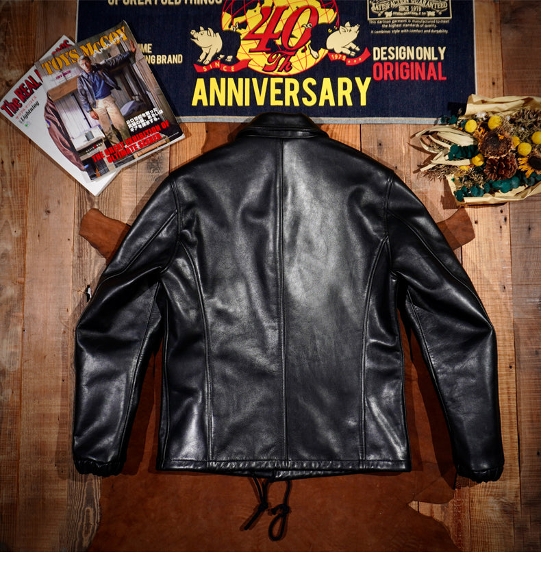 オイルワックス ホースハイドレザー使用★ヴィンテージデザイン レザーコーチジャケット★S~4XL