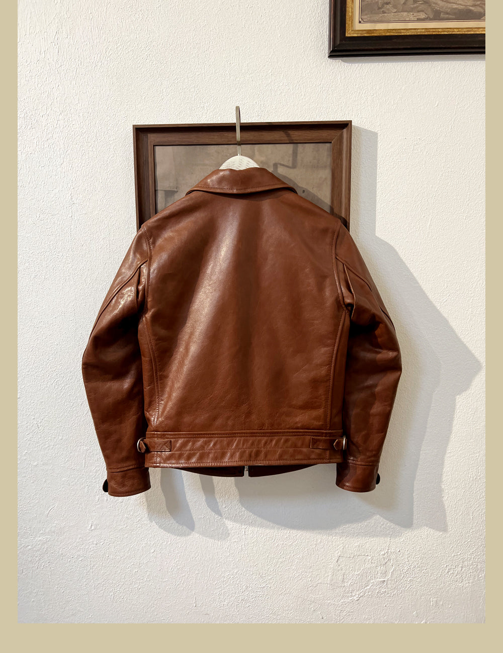 植物タンニン鞣し カウレザー シングルライダース ジャケット S~3XL