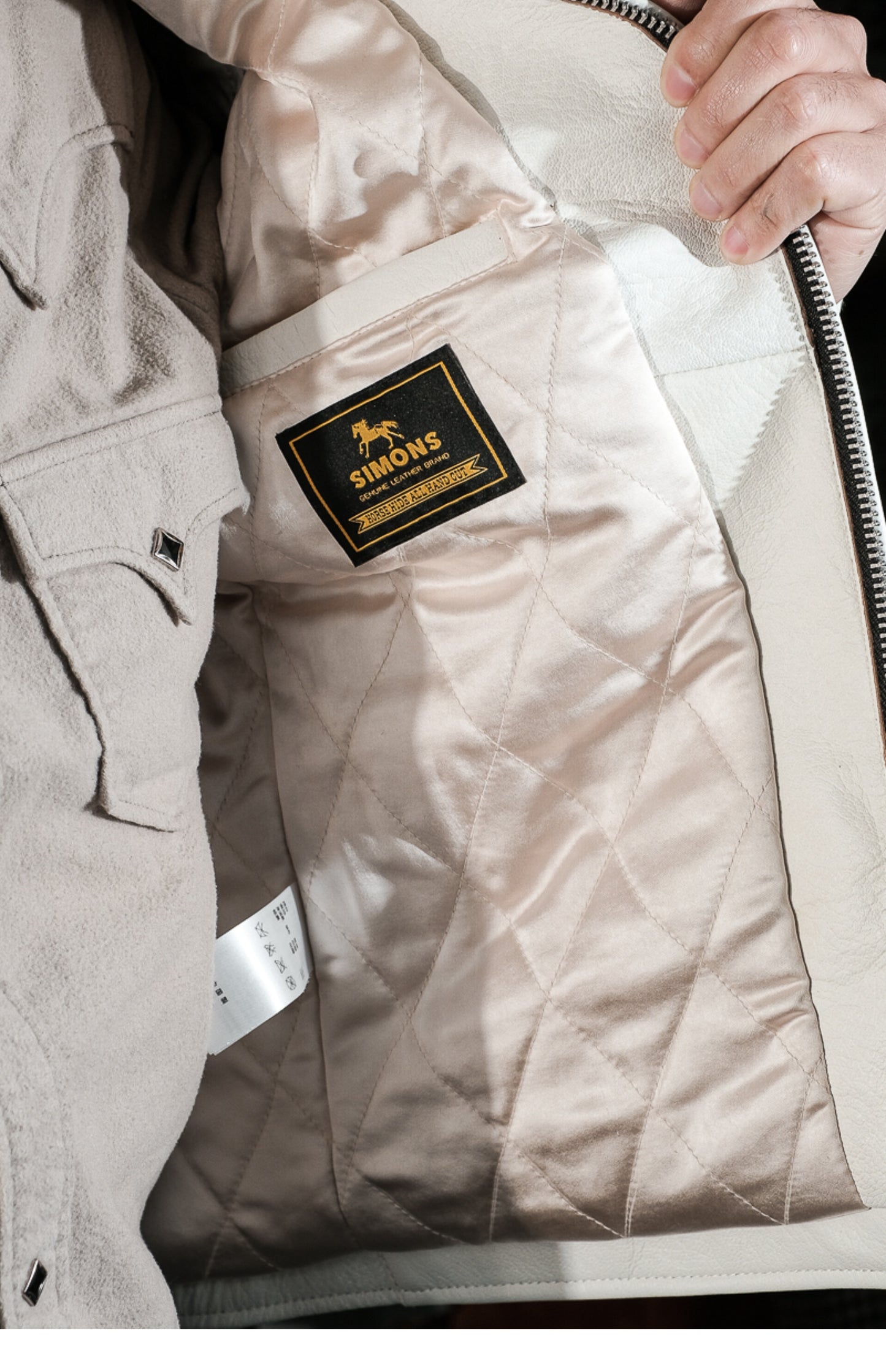 レーヨンキルティングのライナーも良い雰囲気◇ヴィンテージ復刻 植物タンニン鞣し ゴートレザー シングルライダースジャケット◇ブラック/ホワイト/ネイビー