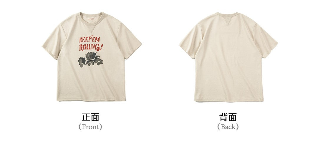 ◆ハーフスリーブ KEEP’EM ROLLING!プリント Tシャツ◆S~2XL
