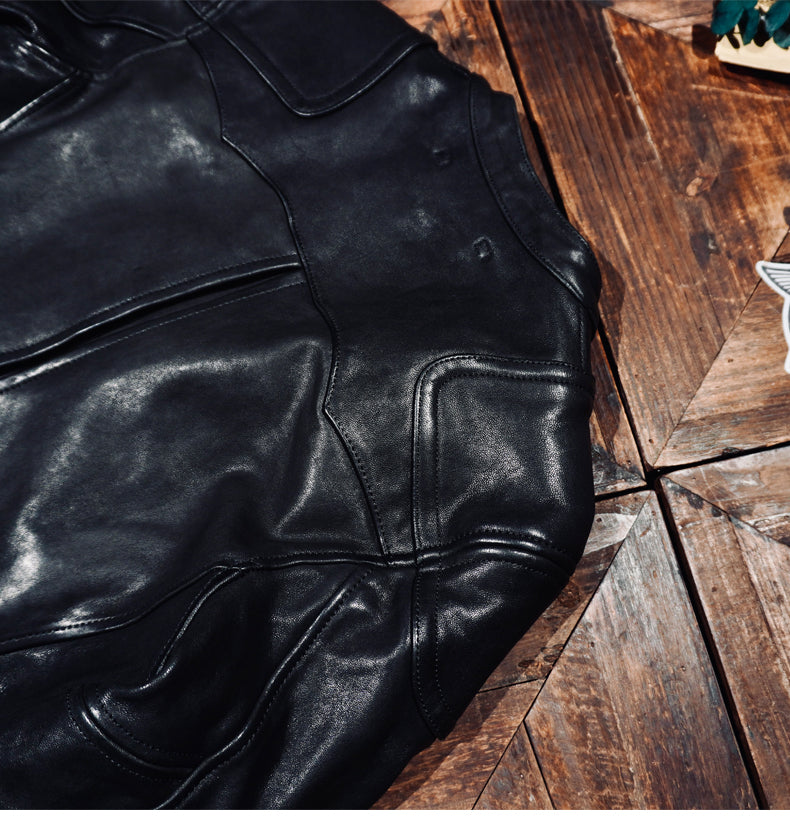 ▲ビンテージ復刻 植物タンニン鞣し ウォッシュ加工シープレザー シングルライダース ジャケット▼S~4XL