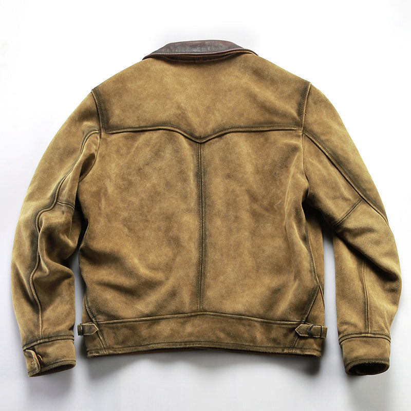 ✩ヴィンテージ加工カウレザースウェードウエスタンジャケット✩S~4XL