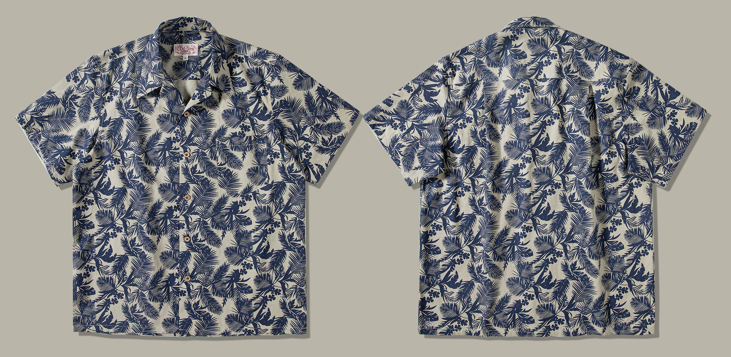 △ヴィンテージ復刻 リーフ柄 半袖 アロハシャツ▽S~3XL