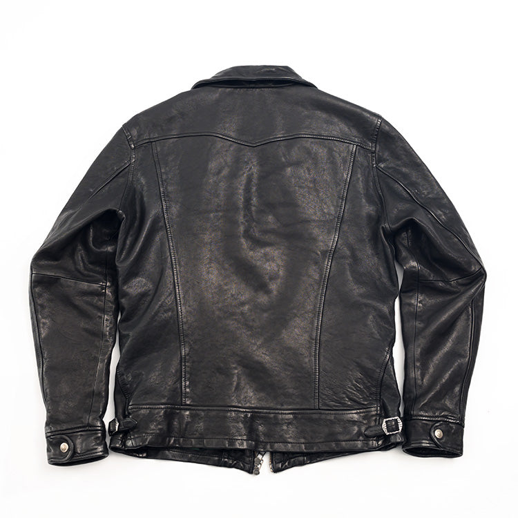 1930's VINTAGE復刻デザイン 植物タンニンなめし ウォッシュ加工 シープレザー シングルライダースジャケット