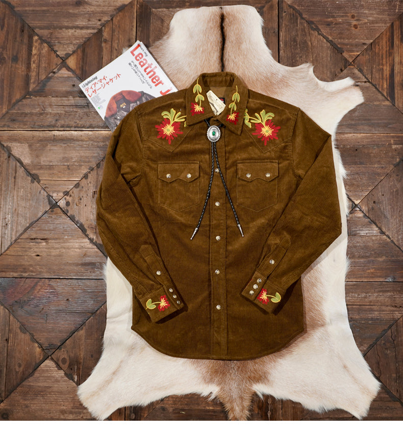 刺繍装飾△ヴィンテージ50s復刻 コットン ウエスタンシャツ▽S~3XL