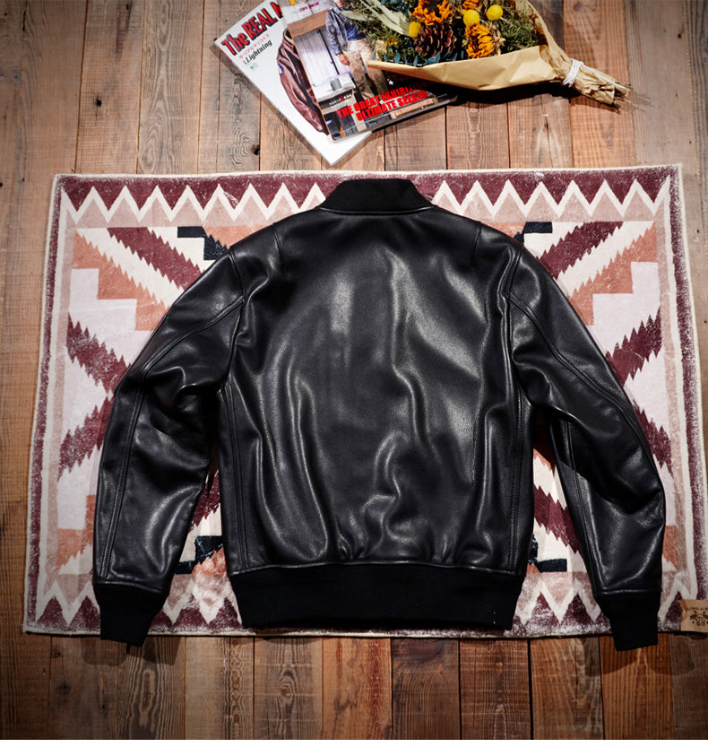 ウォッシュ加工 アメリカ産カウレザー使用 MA-1 フライトジャケット S~4XL