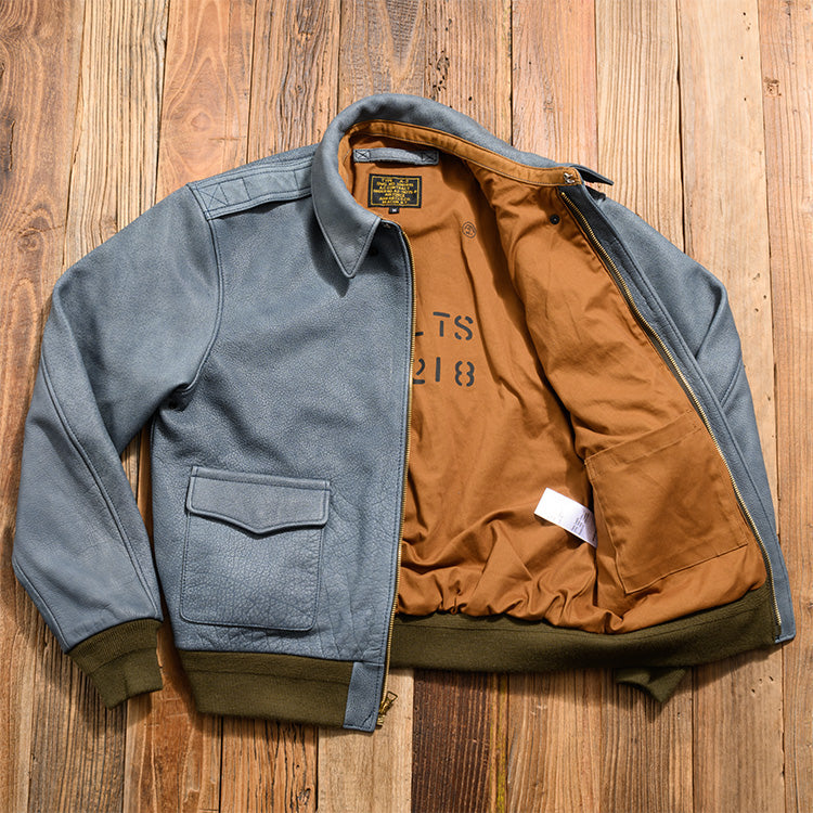 レアカラー△ライトブルーカウレザー A-2ジャケット▽M~2XL