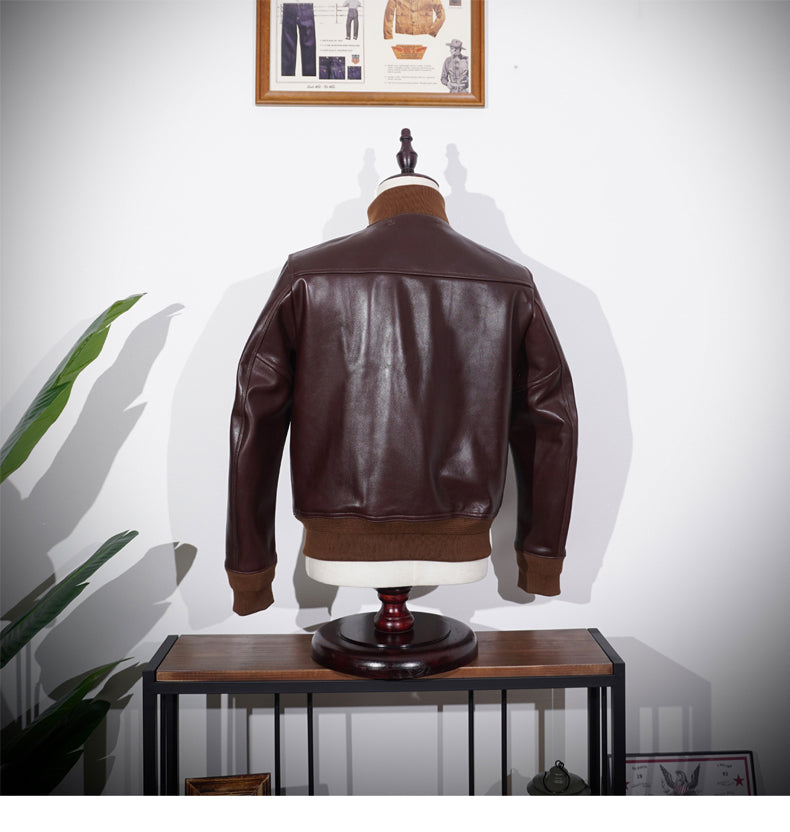 イタリア産 植物タンニン鞣し カーフレザー使用 A-1 フライトジャケット S~4XL
