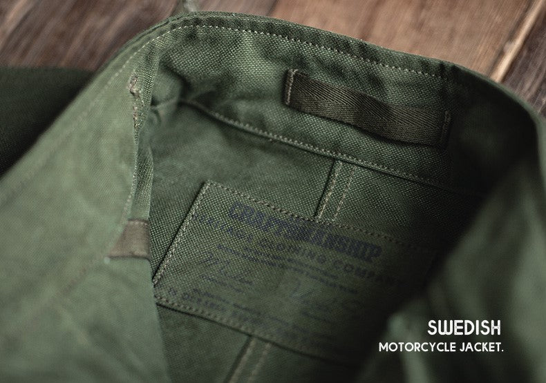 ▲スウェーデン軍 モーターサイクル ジャケット 復刻品 カーキ メンズ▼M~2XL