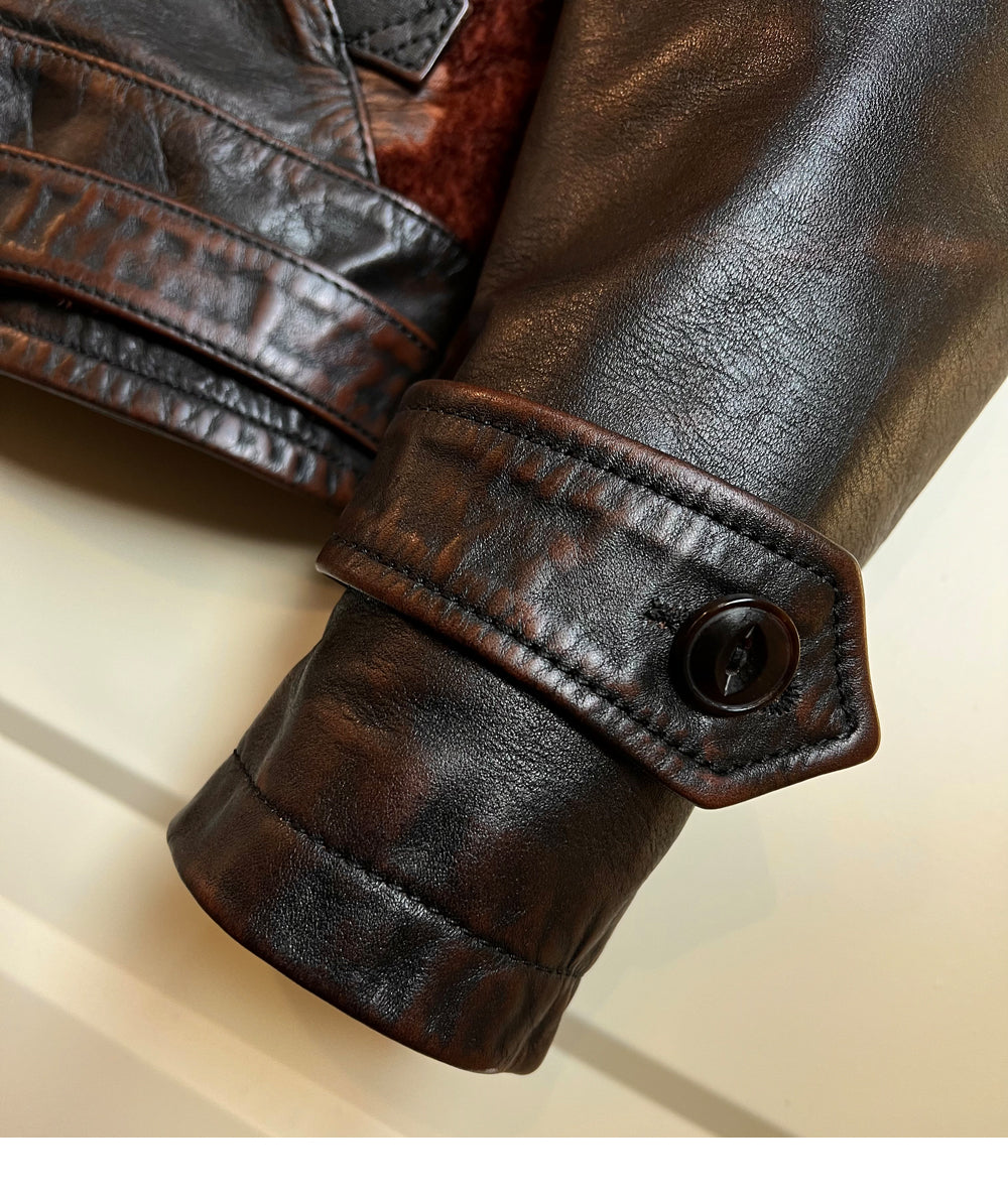 1930's ヴィンテージ復刻 茶芯ホースハイド使用 GRIZZLY JACKET ハラコ 熊ジャン