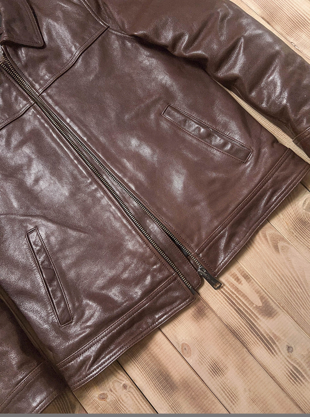 SALEプライス★VINTAGE復刻デザイン 植物タンニンなめし ゴートレザー シングルライダースジャケット★M~5XL ブラウン