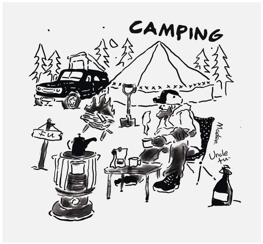 ◆CAMPING LIFEプリント片ポケTシャツ◆S~2XL