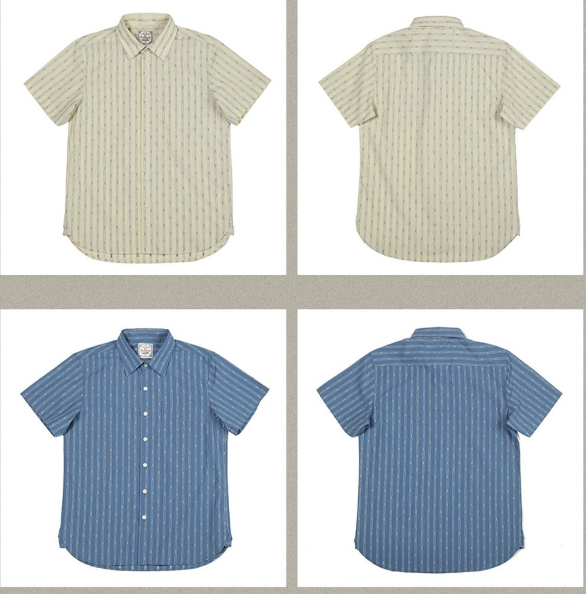 △ヴィンテージ復刻 コットンジャガードストライプ 半袖 クラシックシャツ▽S~3XL