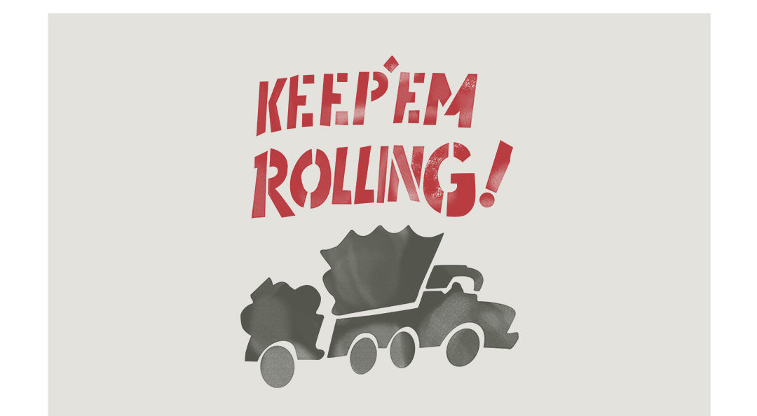 ◆ハーフスリーブ KEEP’EM ROLLING!プリント Tシャツ◆S~2XL
