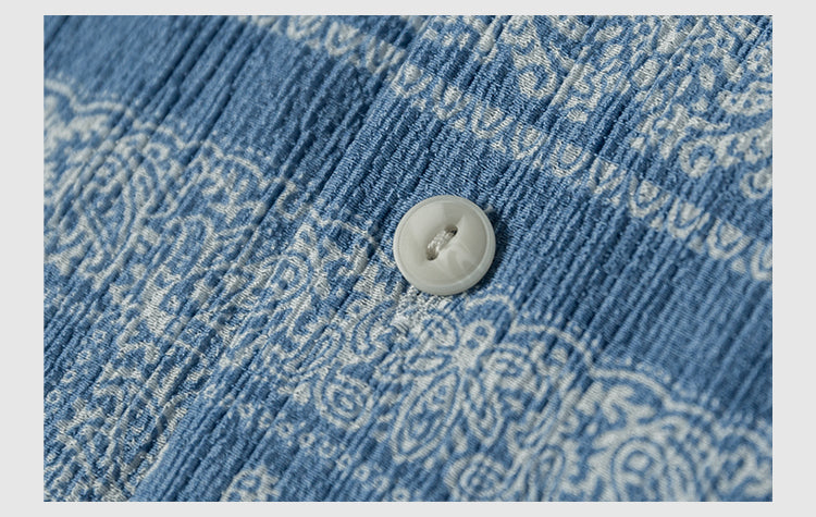 2色展開△ヴィンテージバンダナ柄 ハーフスリーブシャツ▽
