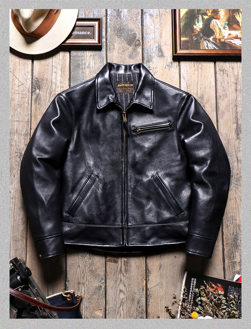 1.5mmアメリカ産カウレザー使用 シングルライダース ジャケット S~4XL