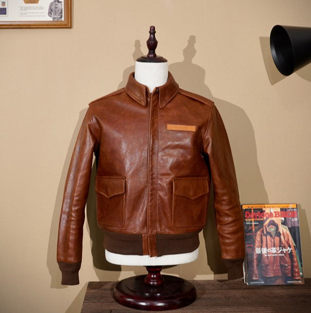 昨シーズン物売り切りセール△ヴィンテージ復刻 ワックスコーティング カウレザー A-2ジャケット▽S~4XL