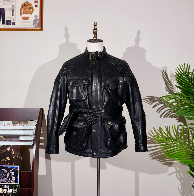 ▲細部のディテールまで完璧な拘り レザー ハンティングジャケット▼S~4XL