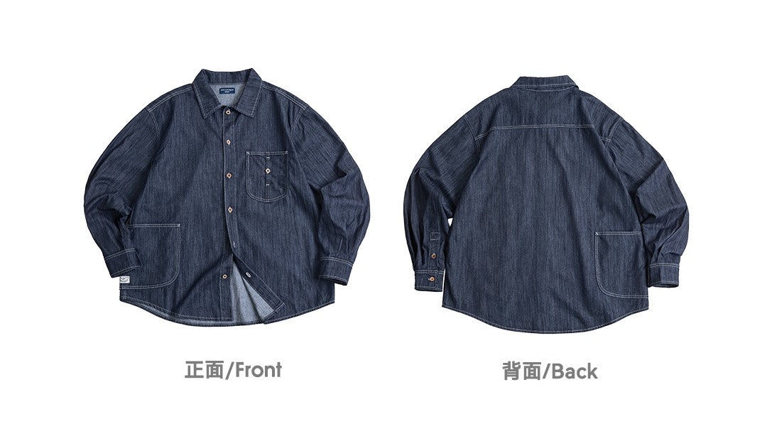 ゆったりシルエット★ポケットデニムシャツ★S~2XL