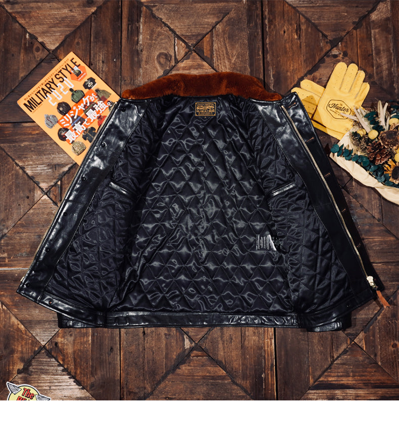 ★ヴィンテージ復刻 茶芯ホースハイドレザー N-1デッキジャケット★S~4XL