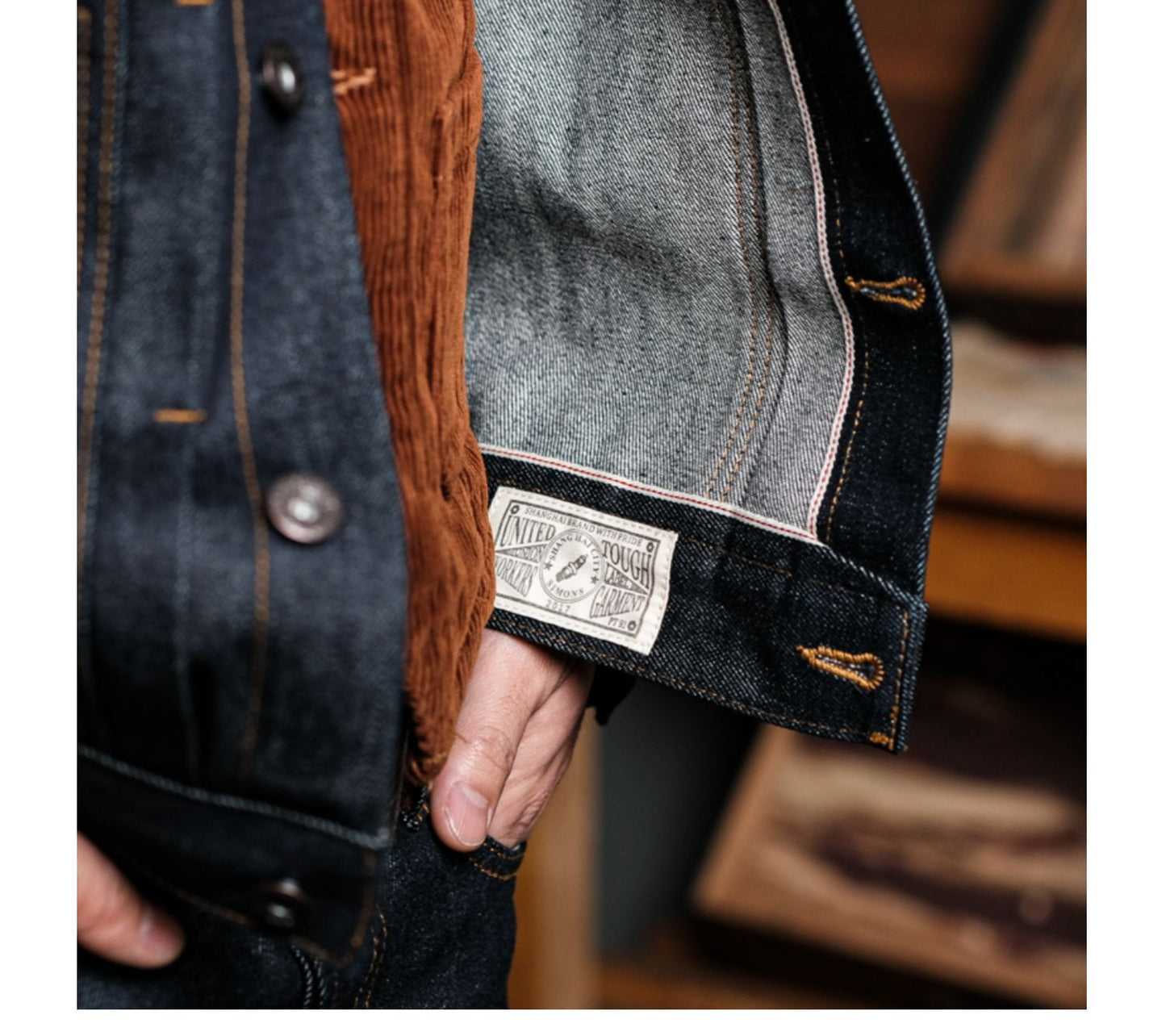 背面のアクションプリーツで高い可動性☆ヴィンテージ復刻 14.5OZ ノンウォッシュ セルビッチ デニムジャケット☆S~2XL