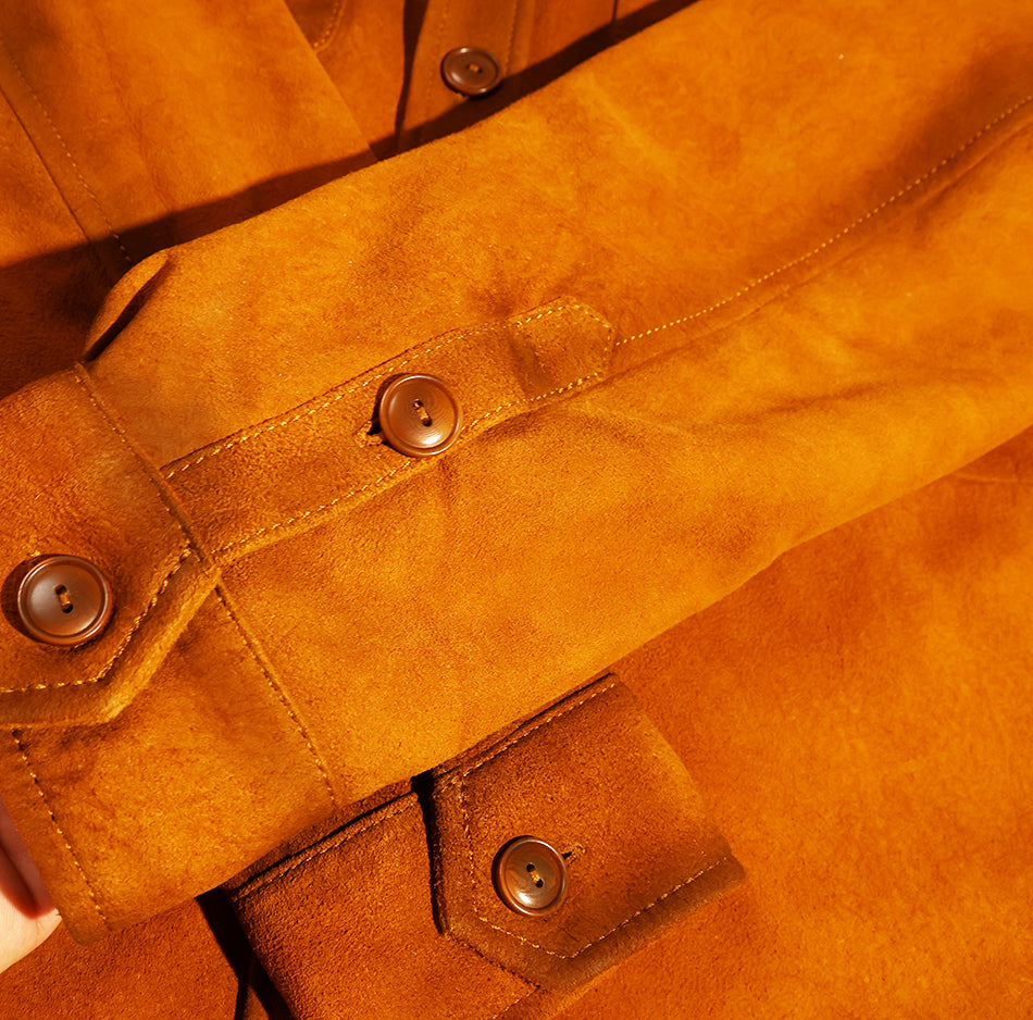 ★ミリタリースタイル シープレザー スウェード ウエスタンシャツ★S~4XL