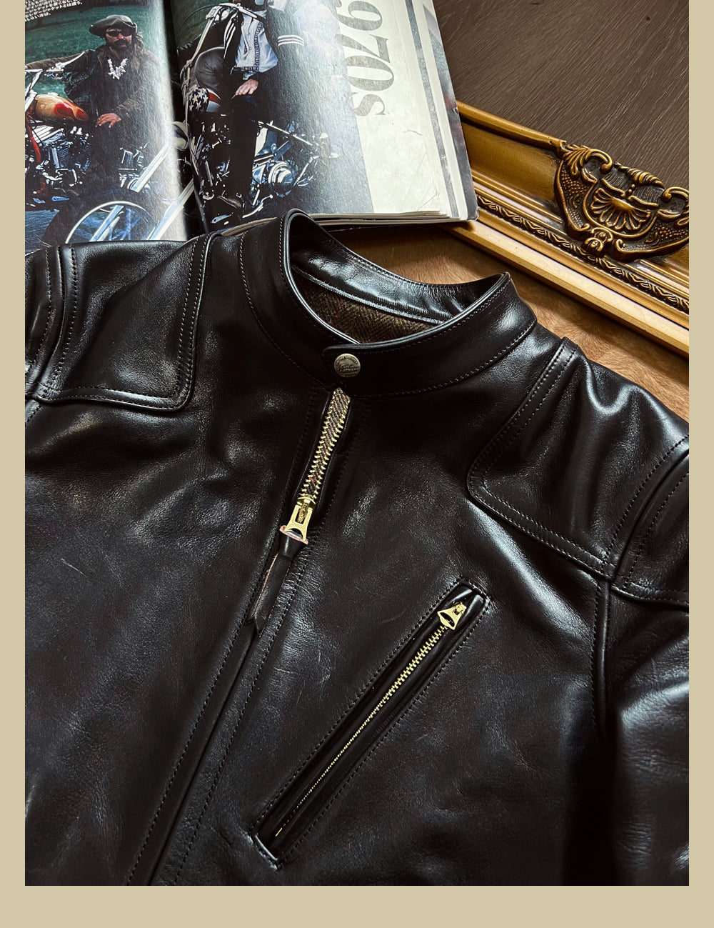 ▲茶芯ホースハイドレザー シングルライダース ジャケット▼S~4XL