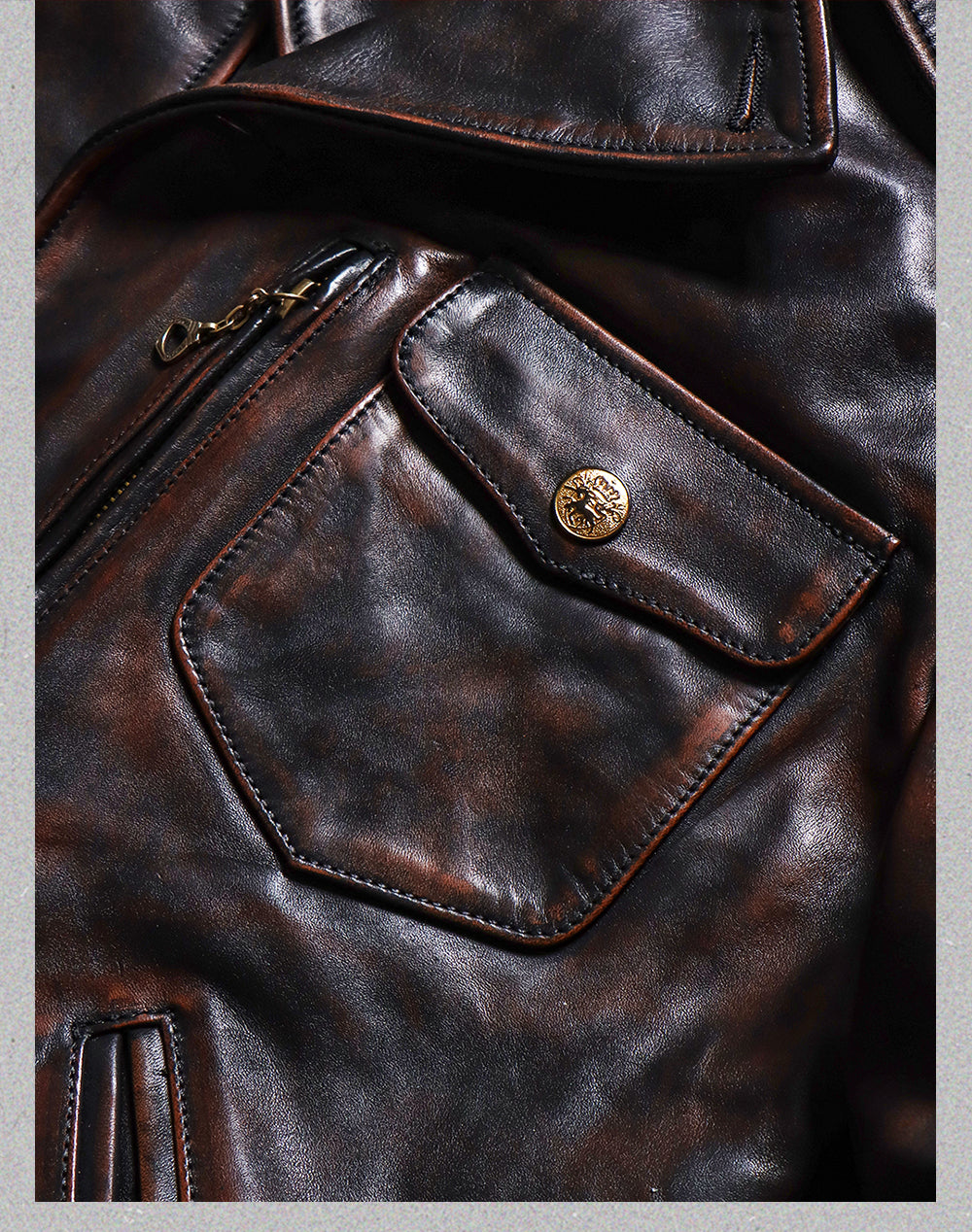 ヴィンテージ 復刻 茶芯 ホースハイド ボタン式ダブルライダースジャケットS~4XL