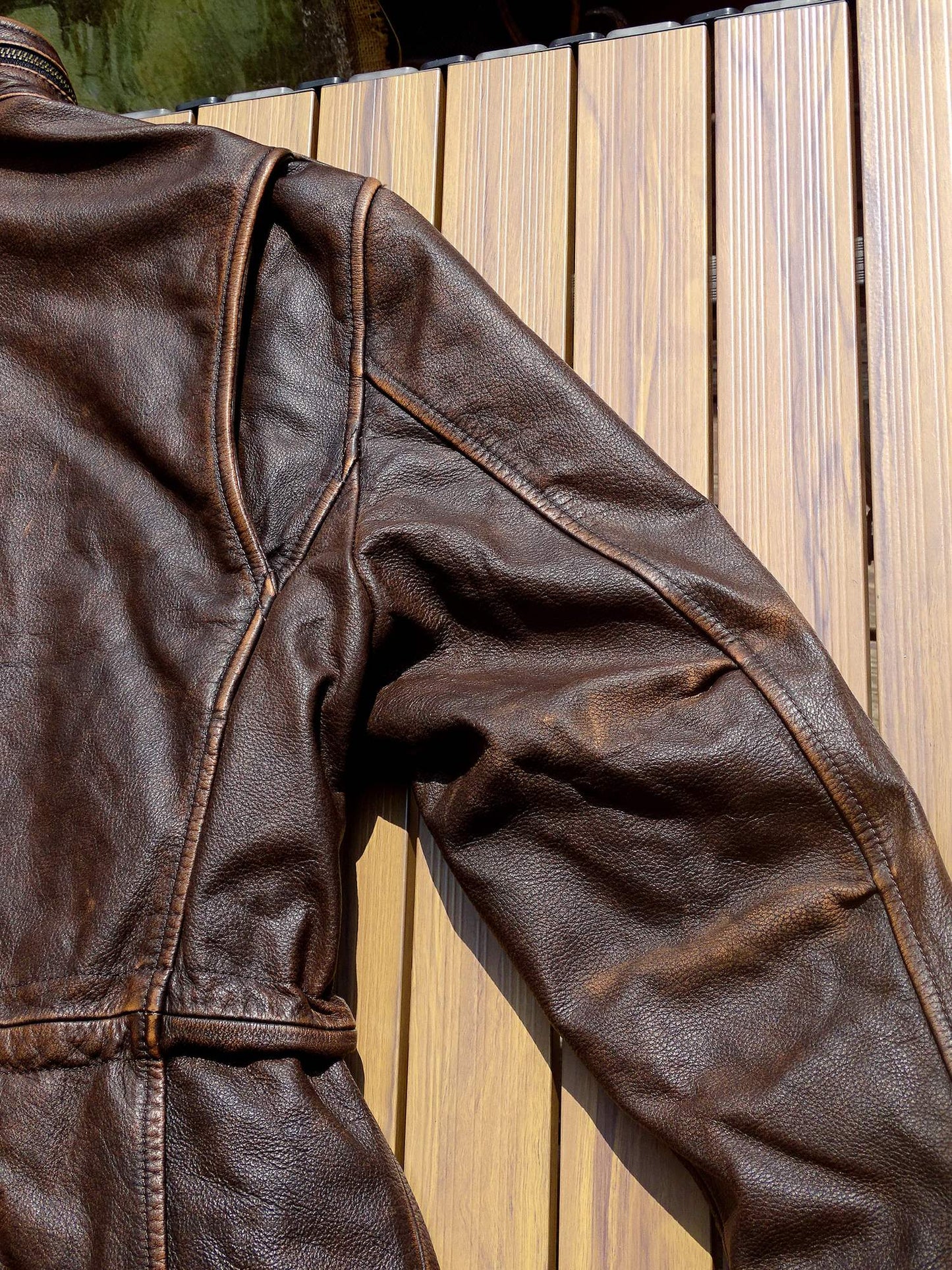 ▲ビンテージ復刻 ウォッシュ加工 茶芯カウレザー M-65 ジャケット▼S~4XL