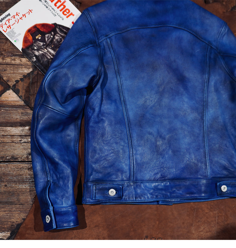 ★507 type3型 復刻モデル シープレザージャケット★ブルー S~4XL