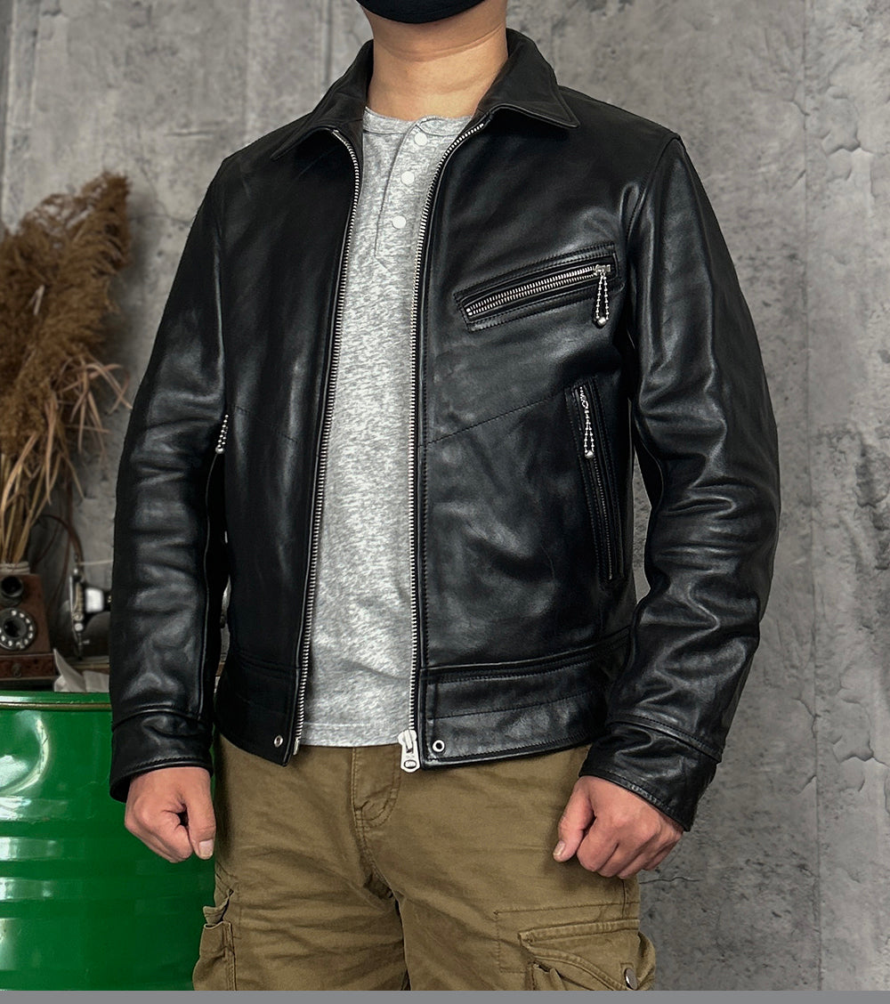 ホースハイドレザー シングルライダース ジャケット M~4XL