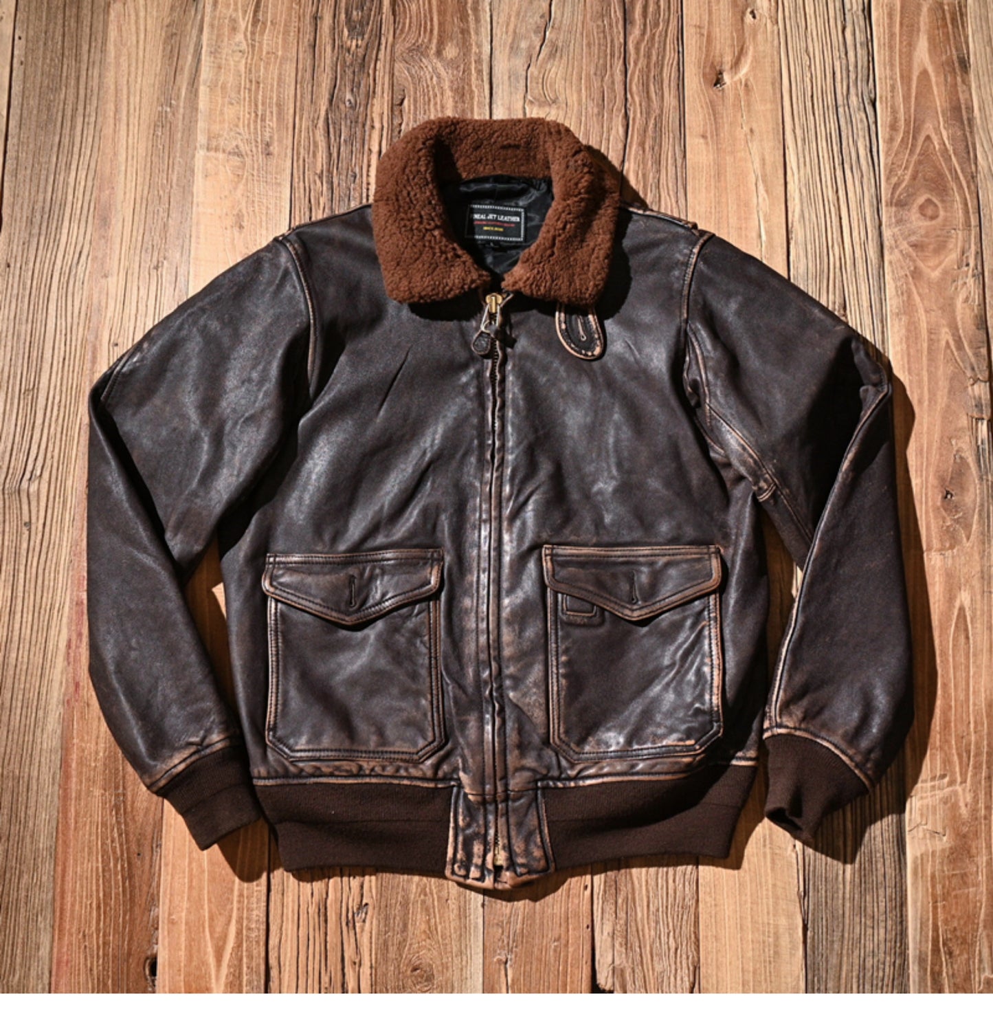絶妙なヴィンテージ加工★ゴートレザーG-1 フライトジャケット★M~2XL