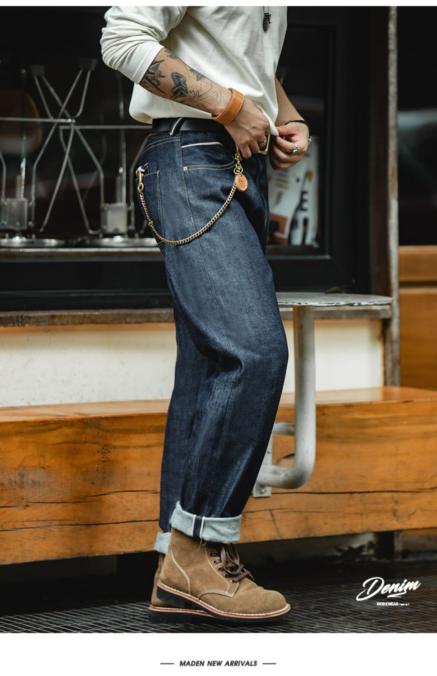 ◆程よくゆったりシルエット しっかりセルビッチデニムパンツ◆サイズ選択可28~36