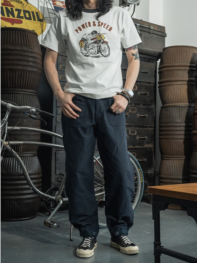 2色展開◆色味、プリントの雰囲気もGOOD◆ヴィンテージ復刻 POWER&SPEEDバイクTシャツ◆S~2XL