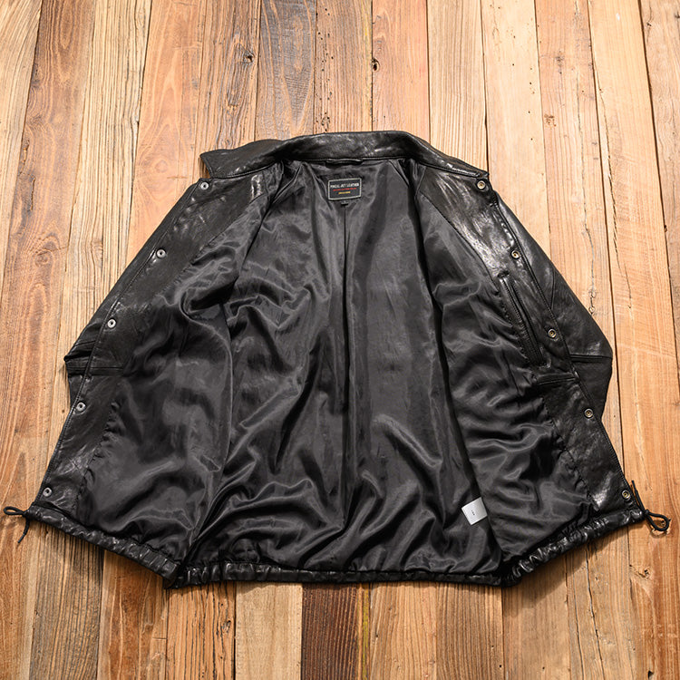 ★植物タンニン鞣し ウォッシュ加工 シープレザーコーチジャケット★M~XL