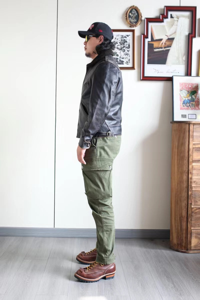 完璧なヴィンテージ加工★茶芯カウレザー×ムートン BILLINGS JACKET★ブラック XL~4XL