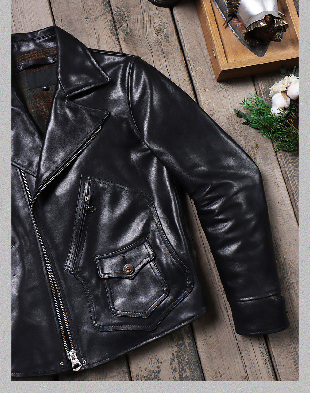 ヴィンテージ50s 復刻 カウレザー ダブルライダースジャケットS~4XL