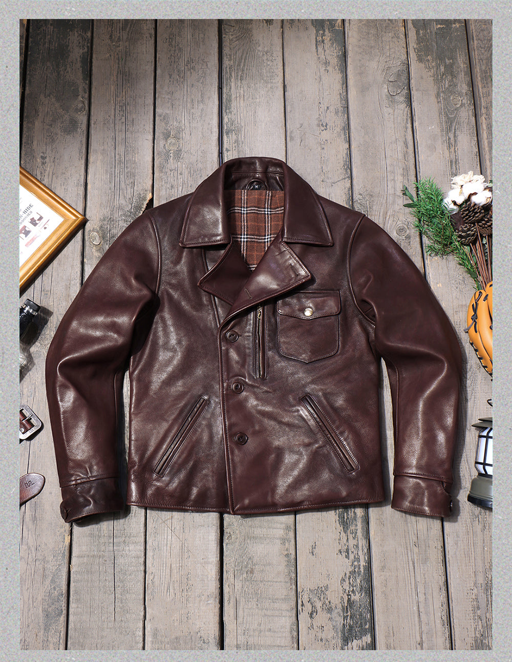 ヴィンテージ 復刻 カウレザー ダブルライダースジャケットM~4XL
