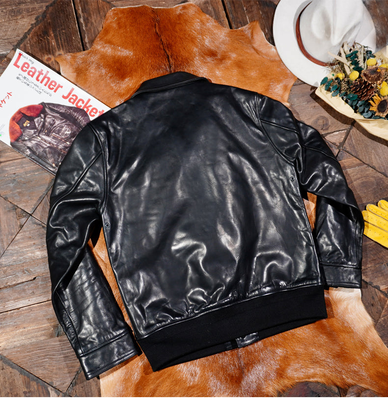 ◇オイルコーティング ホースハイドレザー ボタンタイプ A-2 フライトジャケット◇M~4XL