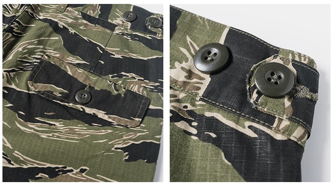 △ヴィンテージ復刻 8.5OZリップストップ生地 タイガーカモ カーゴショーツ▽S~2XL
